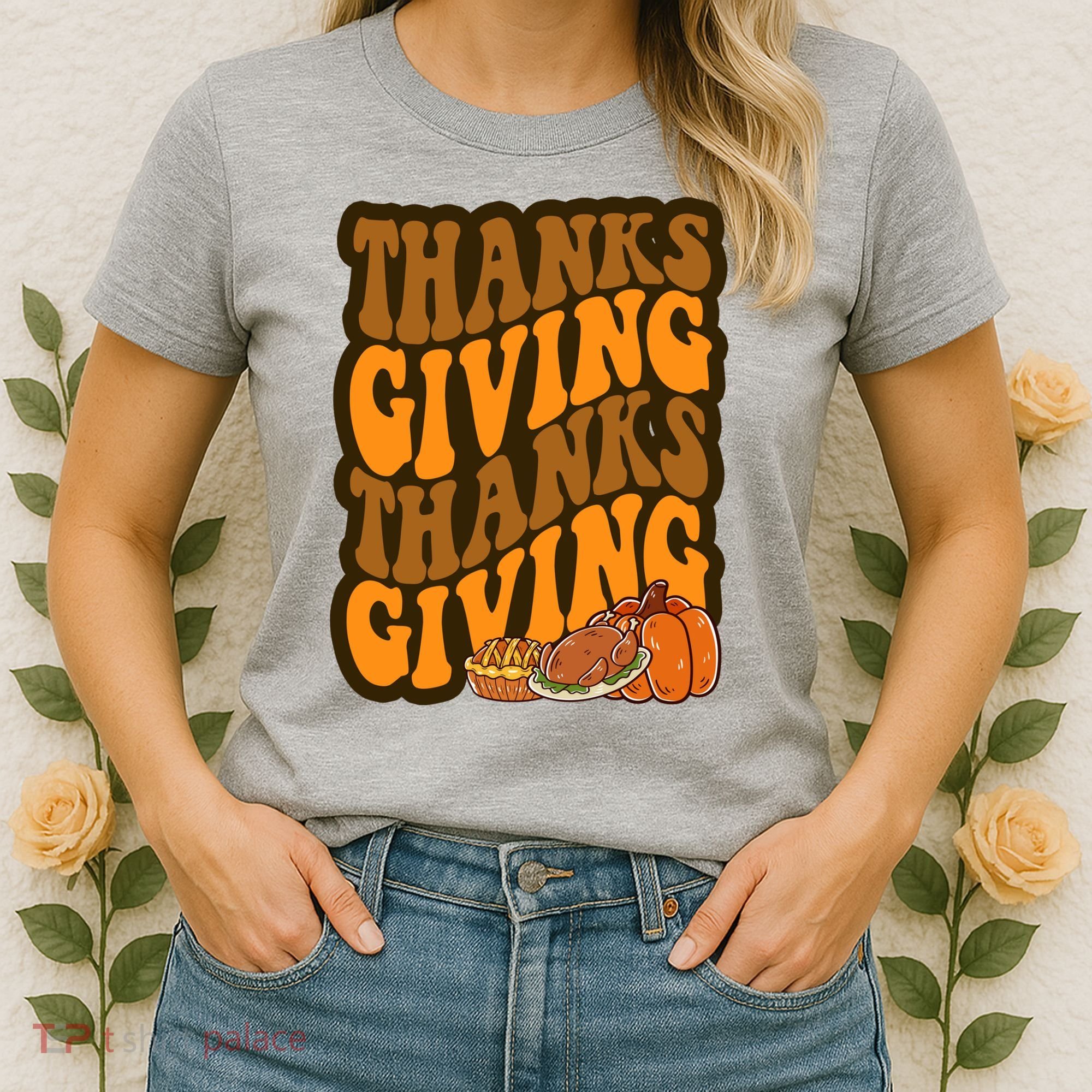 Thanksgiving Retro Groovy Holiday Cute Women's T-Shirt