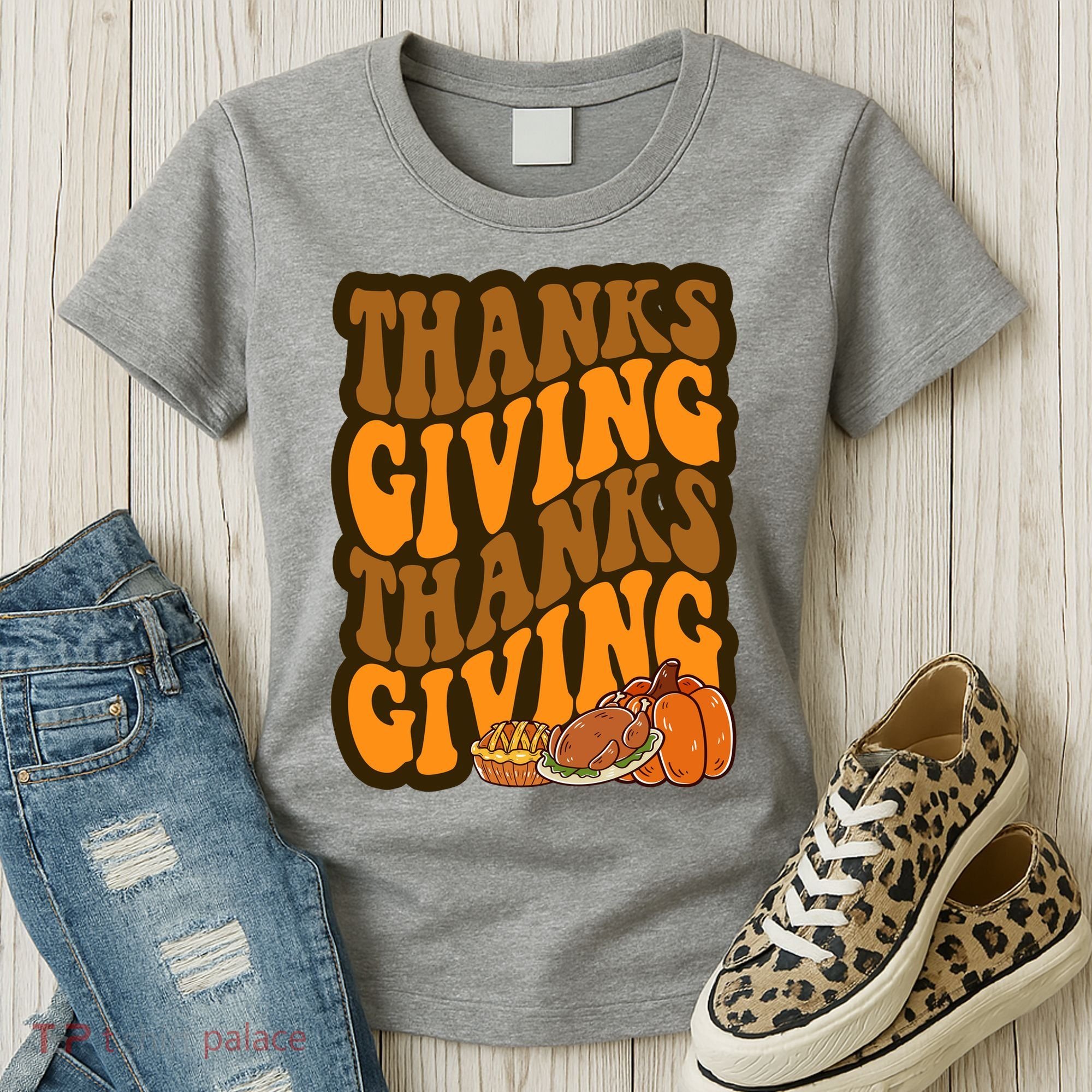 Thanksgiving Retro Groovy Holiday Cute Women's T-Shirt