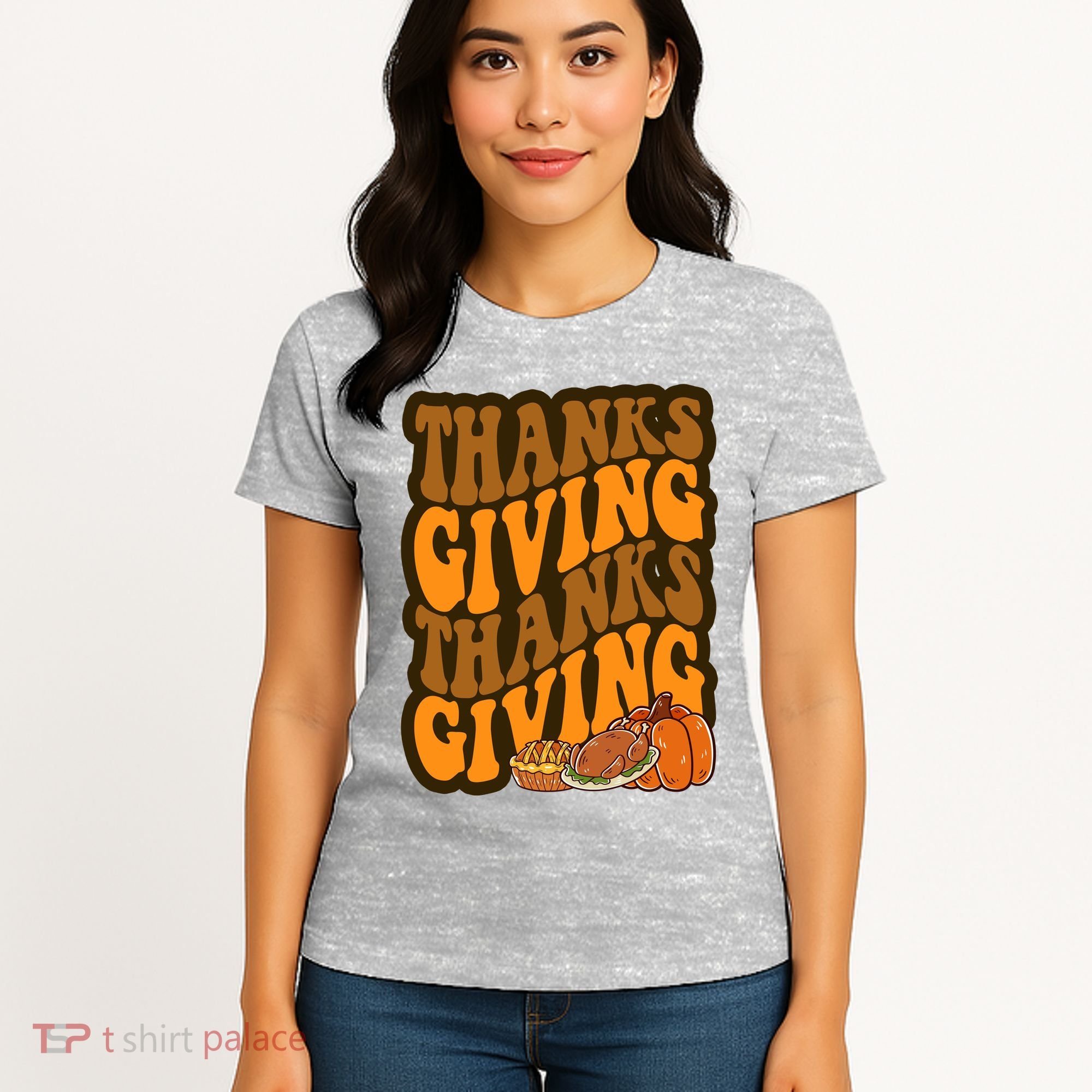 Thanksgiving Retro Groovy Holiday Cute Women's T-Shirt