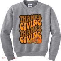 Thanksgiving Retro Groovy Holiday Cute Kids Sweatshirt thumb 0