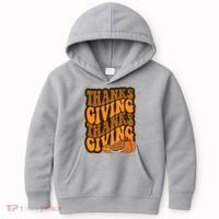 Thanksgiving Retro Groovy Holiday Cute Kids Hoodie thumb 0