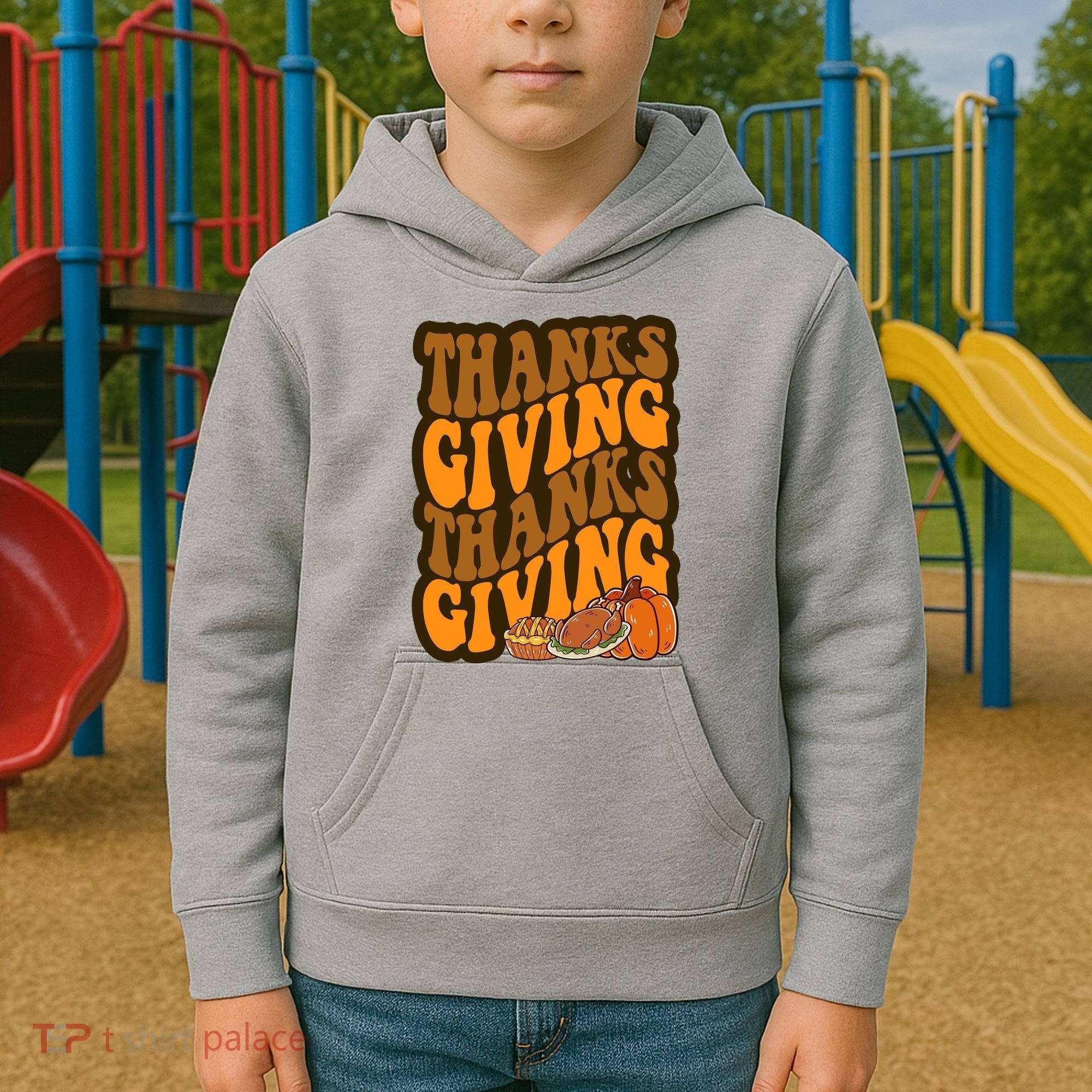 Thanksgiving Retro Groovy Holiday Cute Kids Hoodie