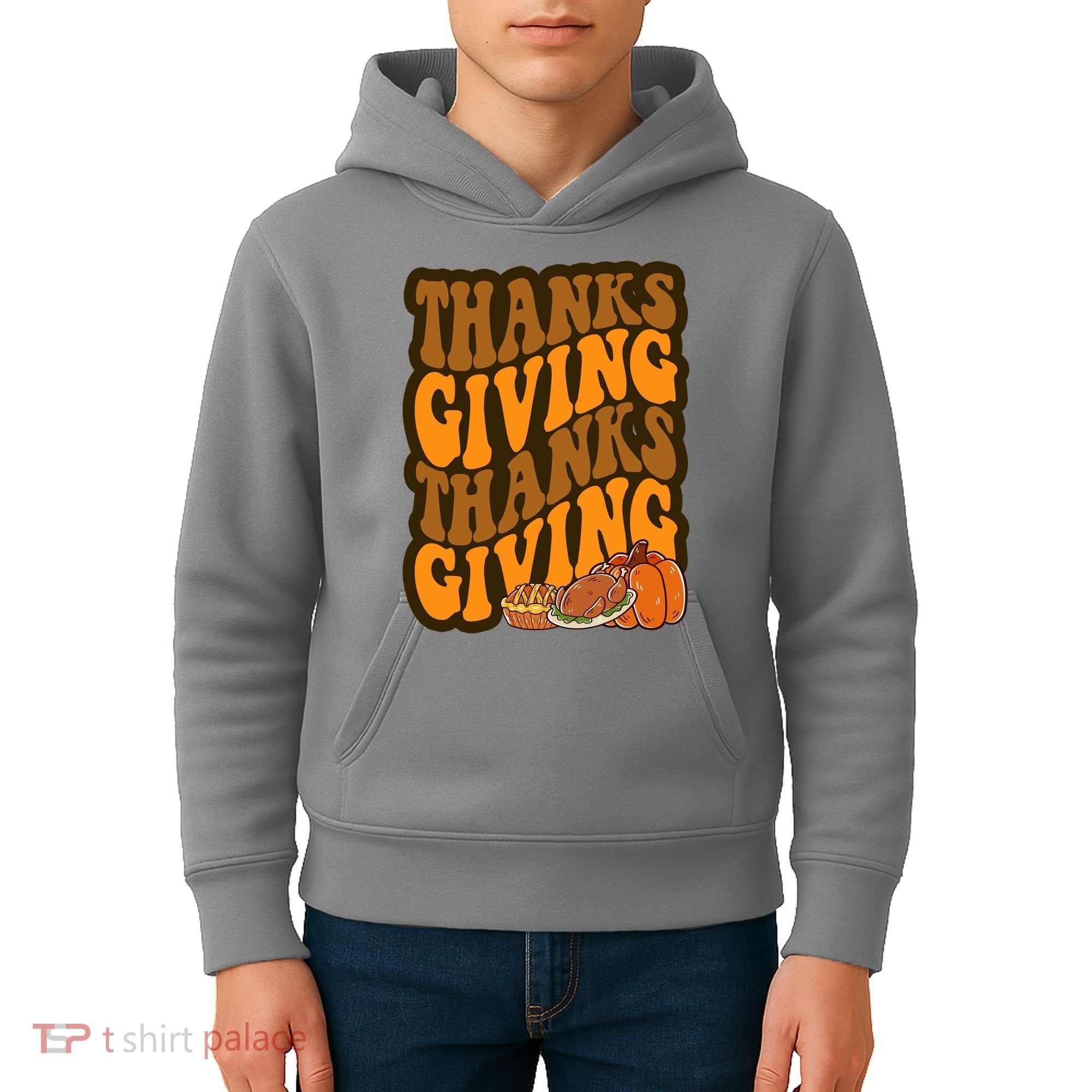 Thanksgiving Retro Groovy Holiday Cute Kids Hoodie
