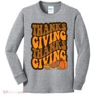 Thanksgiving Retro Groovy Holiday Cute Kids Long Sleeve Shirt thumb 0