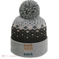 Teach Retro Gift For Teacher The Baniff Cuffed Pom Beanie thumb 0