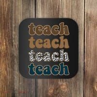 Teach Retro Gift For Teacher Coaster thumb 0