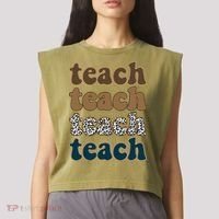 Teach Retro Gift For Teacher Garment-Dyed Women's Muscle Tee thumb 2