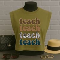 Teach Retro Gift For Teacher Garment-Dyed Women's Muscle Tee thumb 3