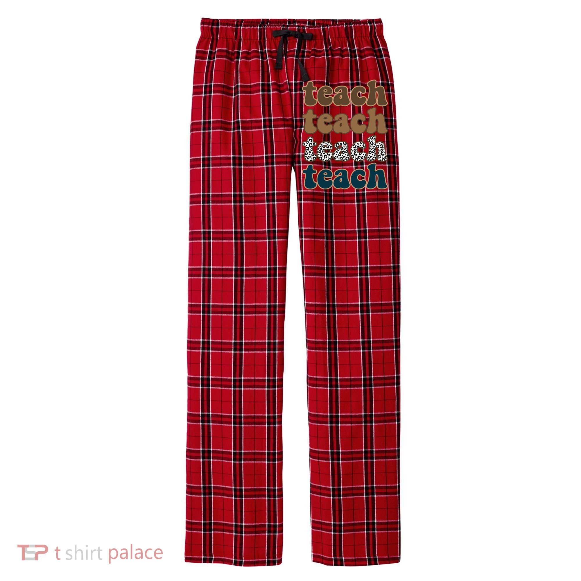 Teach Retro Gift For Teacher Men's Flannel Plaid Pajama Pants