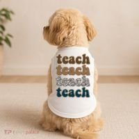 Teach Retro Gift For Teacher Doggie Tank thumb 2