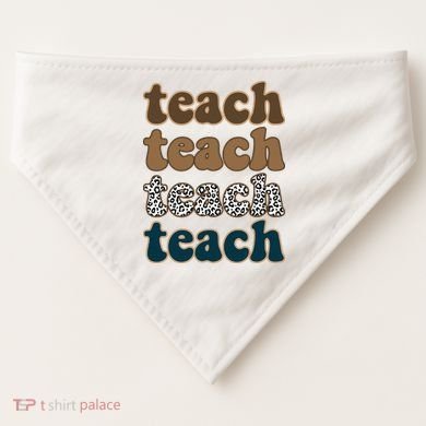 Teach Retro Gift For Teacher USA-Made Doggie Bandana