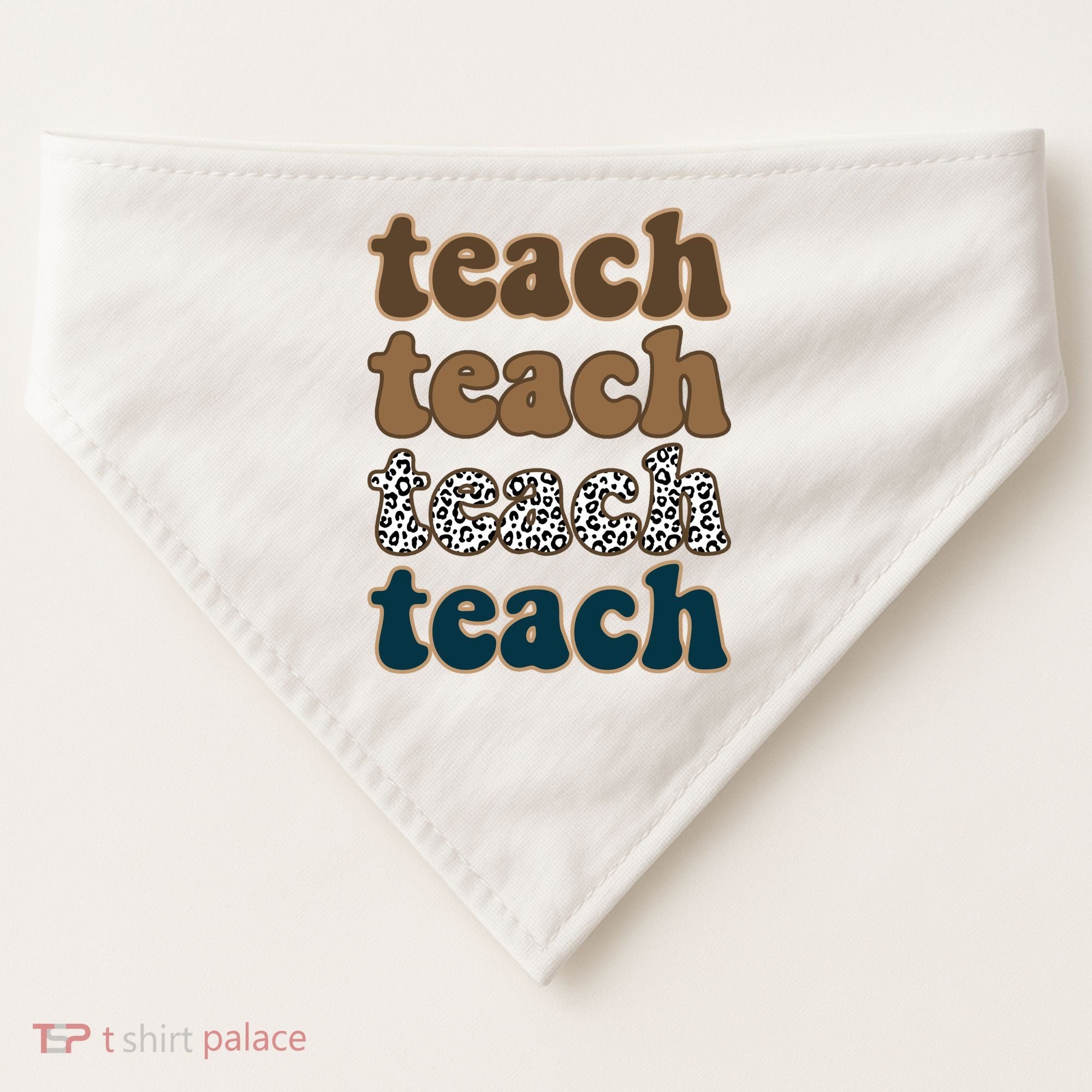 Teach Retro Gift For Teacher USA-Made Doggie Bandana