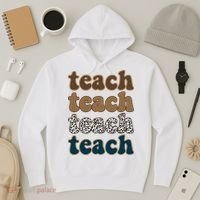 Teach Retro Gift For Teacher Hoodie thumb 3
