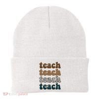 Teach Retro Gift For Teacher Beanie thumb 0