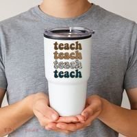 Teach Retro Gift For Teacher Tumbler thumb 2