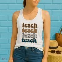 Teach Retro Gift For Teacher Women's Tank Top thumb 2