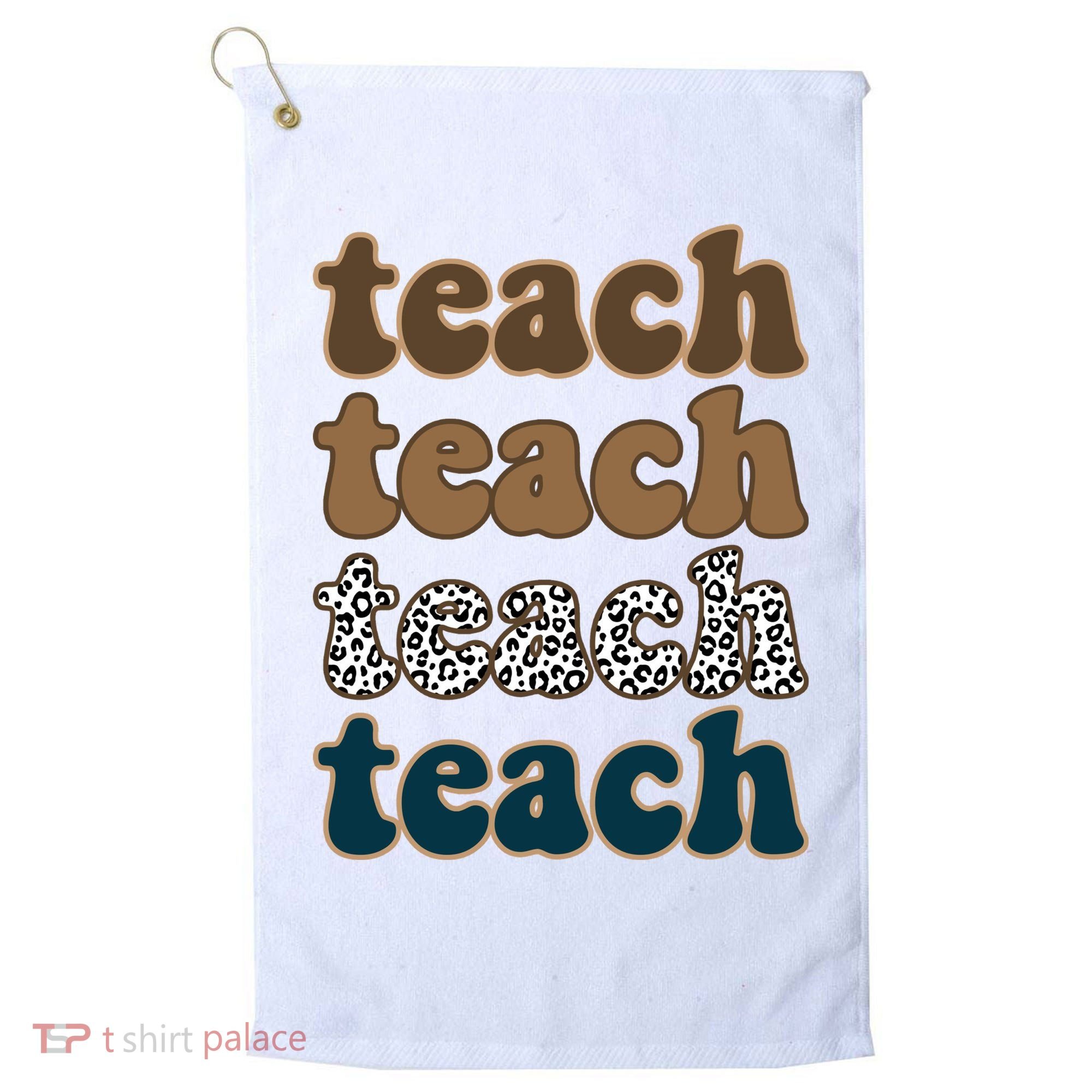 Teach Retro Gift For Teacher Golf Towel
