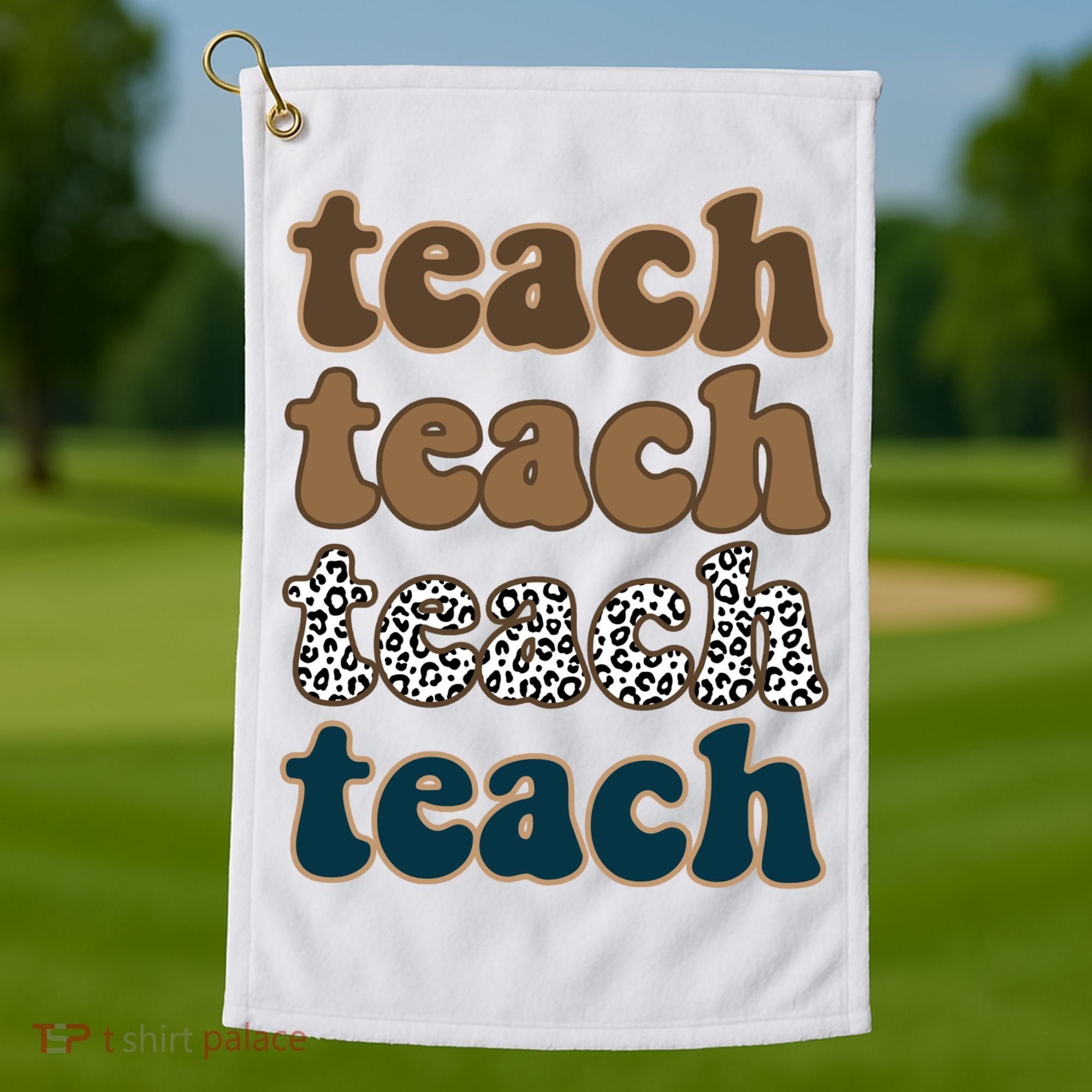Teach Retro Gift For Teacher Golf Towel