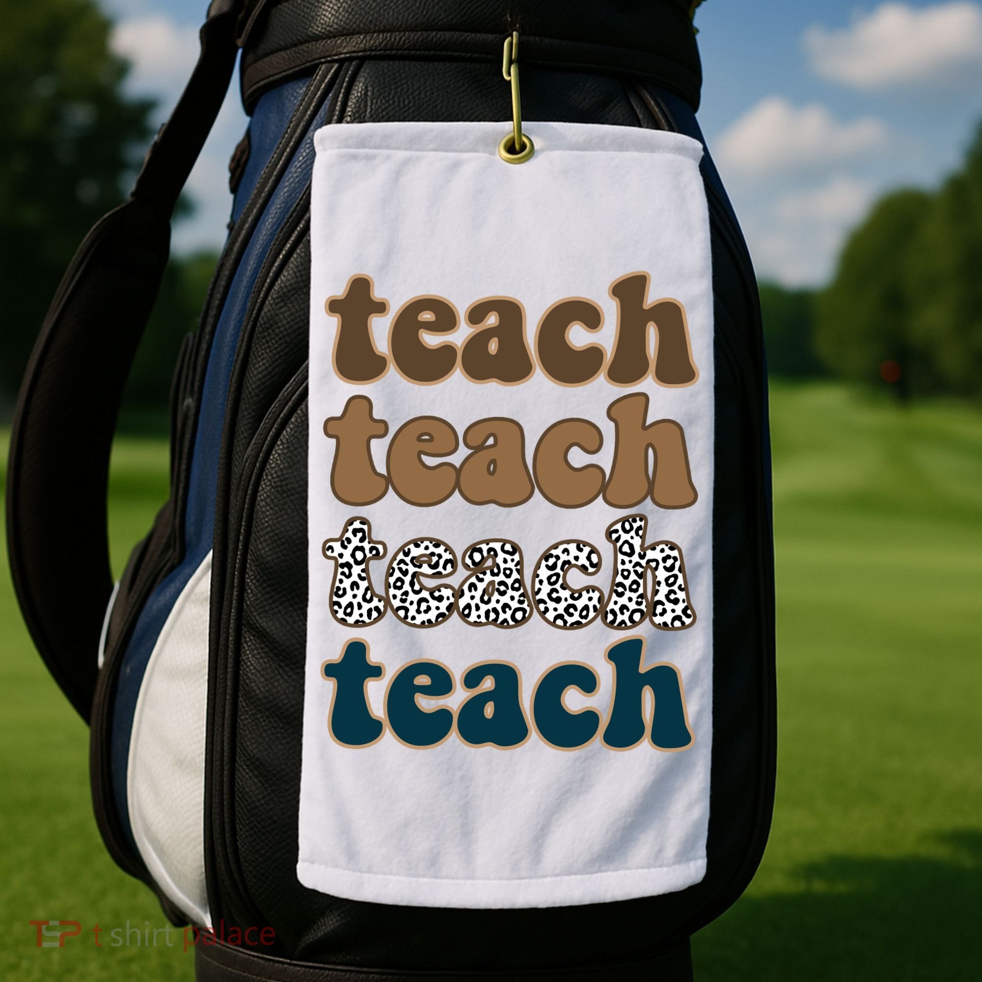 Teach Retro Gift For Teacher Golf Towel