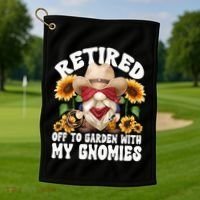 Texas Retiret Gnome Dad For Cow Lover Retired Grandpa Gift Golf Towel thumb 1