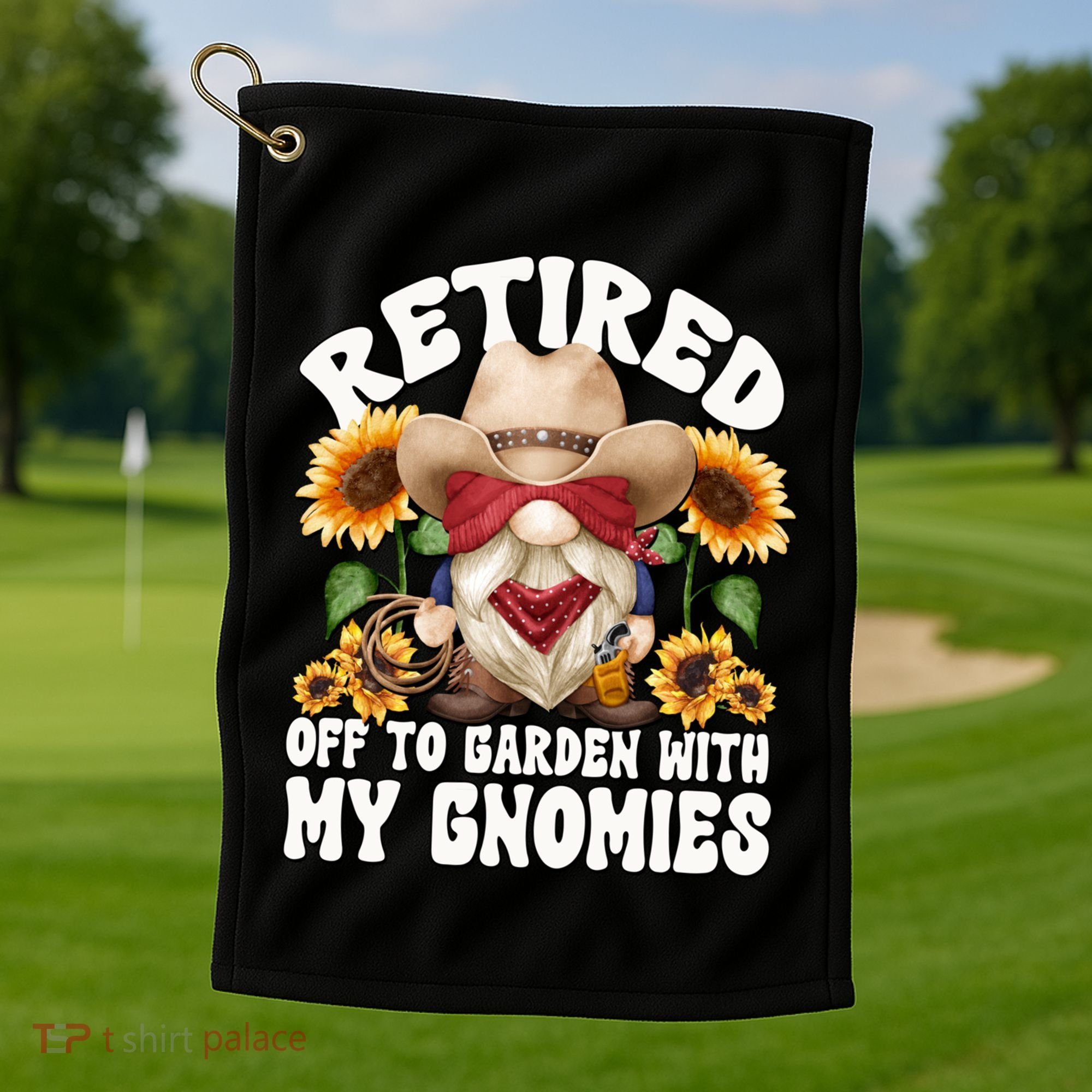 Texas Retiret Gnome Dad For Cow Lover Retired Grandpa Gift Golf Towel