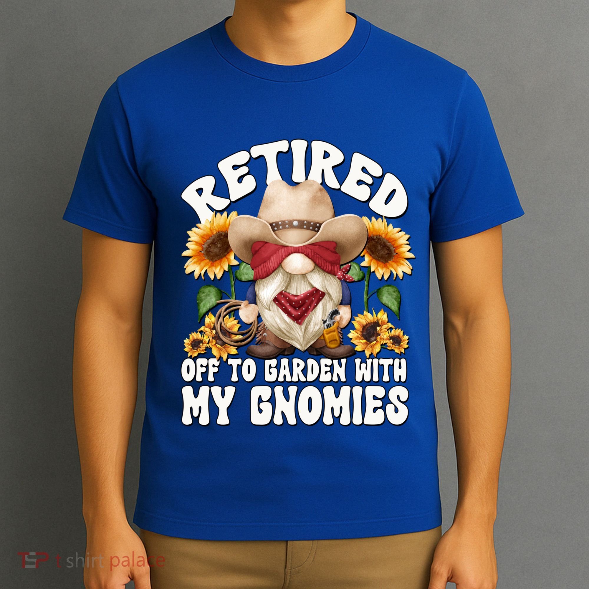 Texas Retiret Gnome Dad For Cow Lover Retired Grandpa Gift T-Shirt