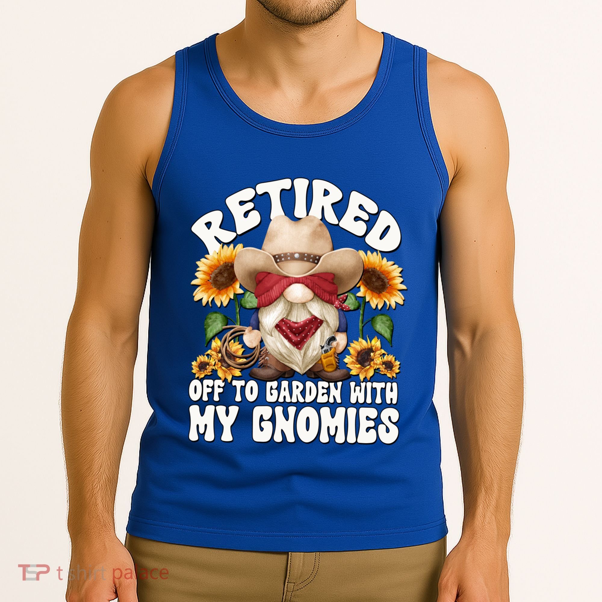 Texas Retiret Gnome Dad For Cow Lover Retired Grandpa Gift Tank Top