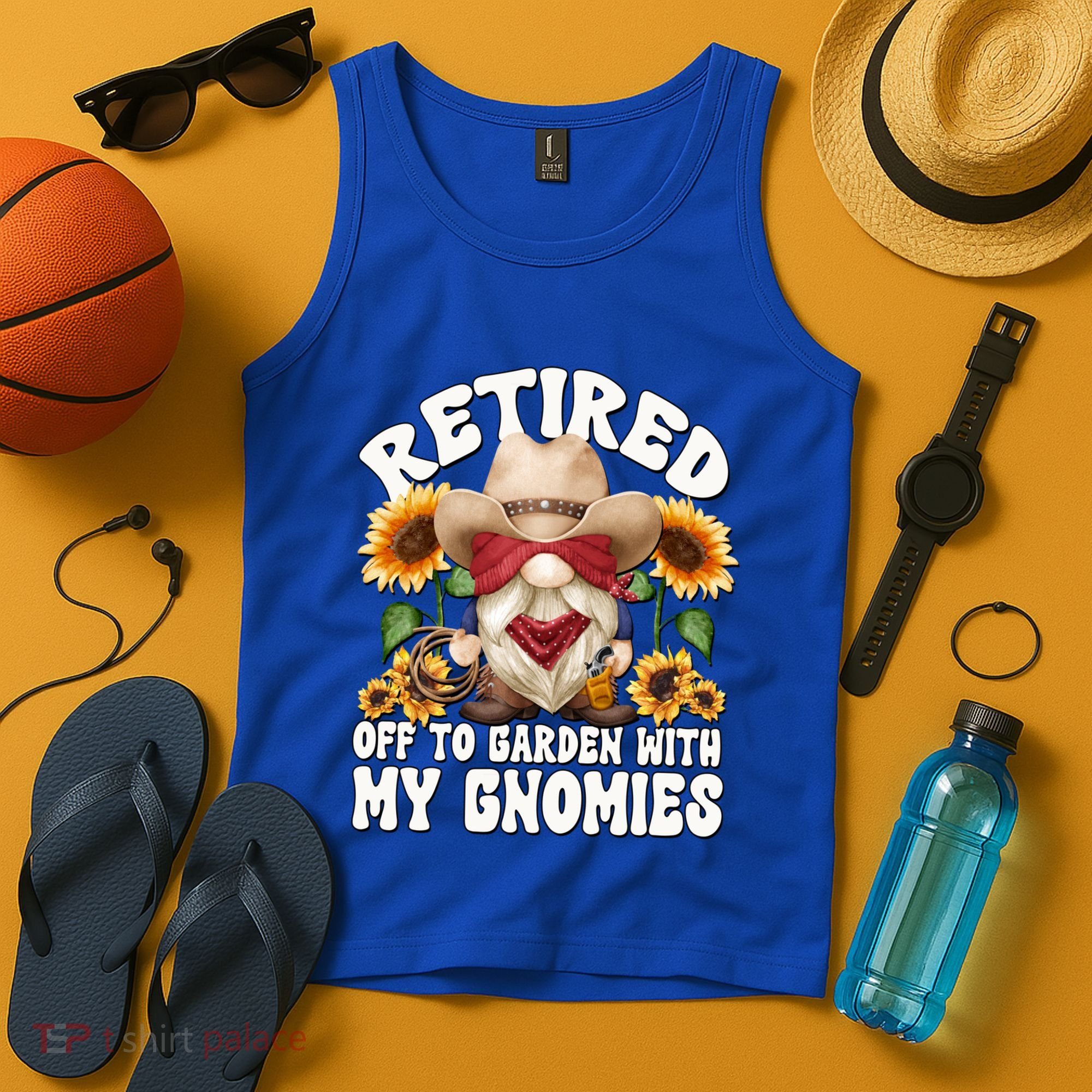 Texas Retiret Gnome Dad For Cow Lover Retired Grandpa Gift Tank Top