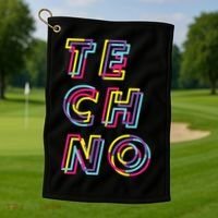 Techno Rave Gabber Gift Dj Edm Clubbing Raver Gift Golf Towel thumb 1