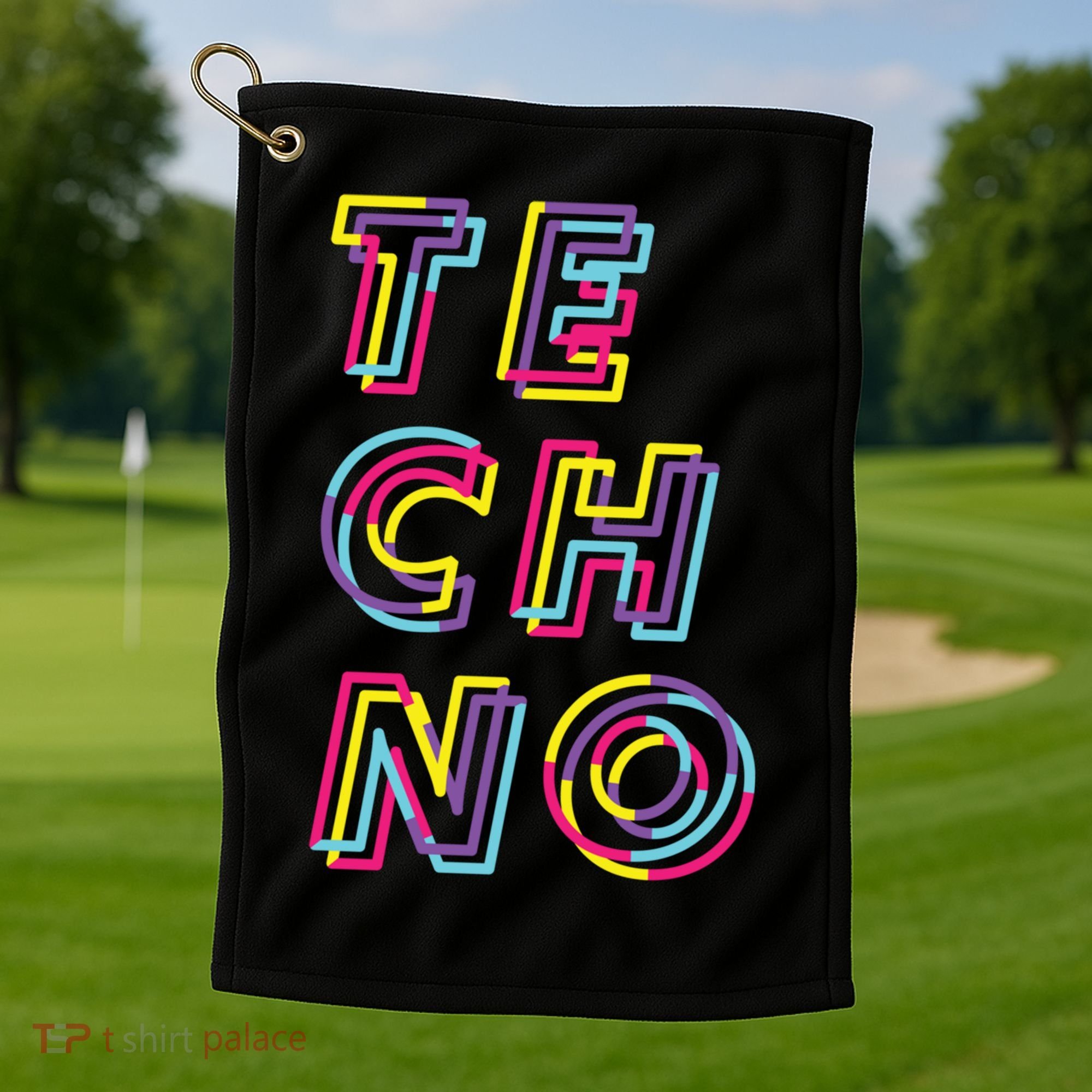 Techno Rave Gabber Gift Dj Edm Clubbing Raver Gift Golf Towel