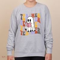 Teacher Retro Halloween Ghost Women's Sweatshirt thumb 0