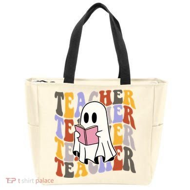 Teacher Retro Halloween Ghost Tote Bag