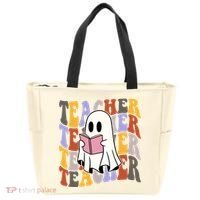 Teacher Retro Halloween Ghost Tote Bag thumb 0