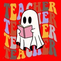 Teacher Retro Halloween Ghost Santa Hat thumb 1
