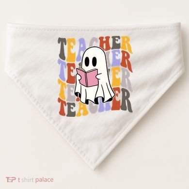 Teacher Retro Halloween Ghost USA-Made Doggie Bandana