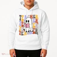 Teacher Retro Halloween Ghost Hoodie thumb 2