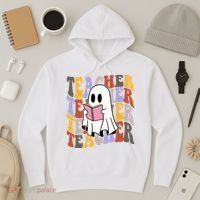 Teacher Retro Halloween Ghost Hoodie thumb 3