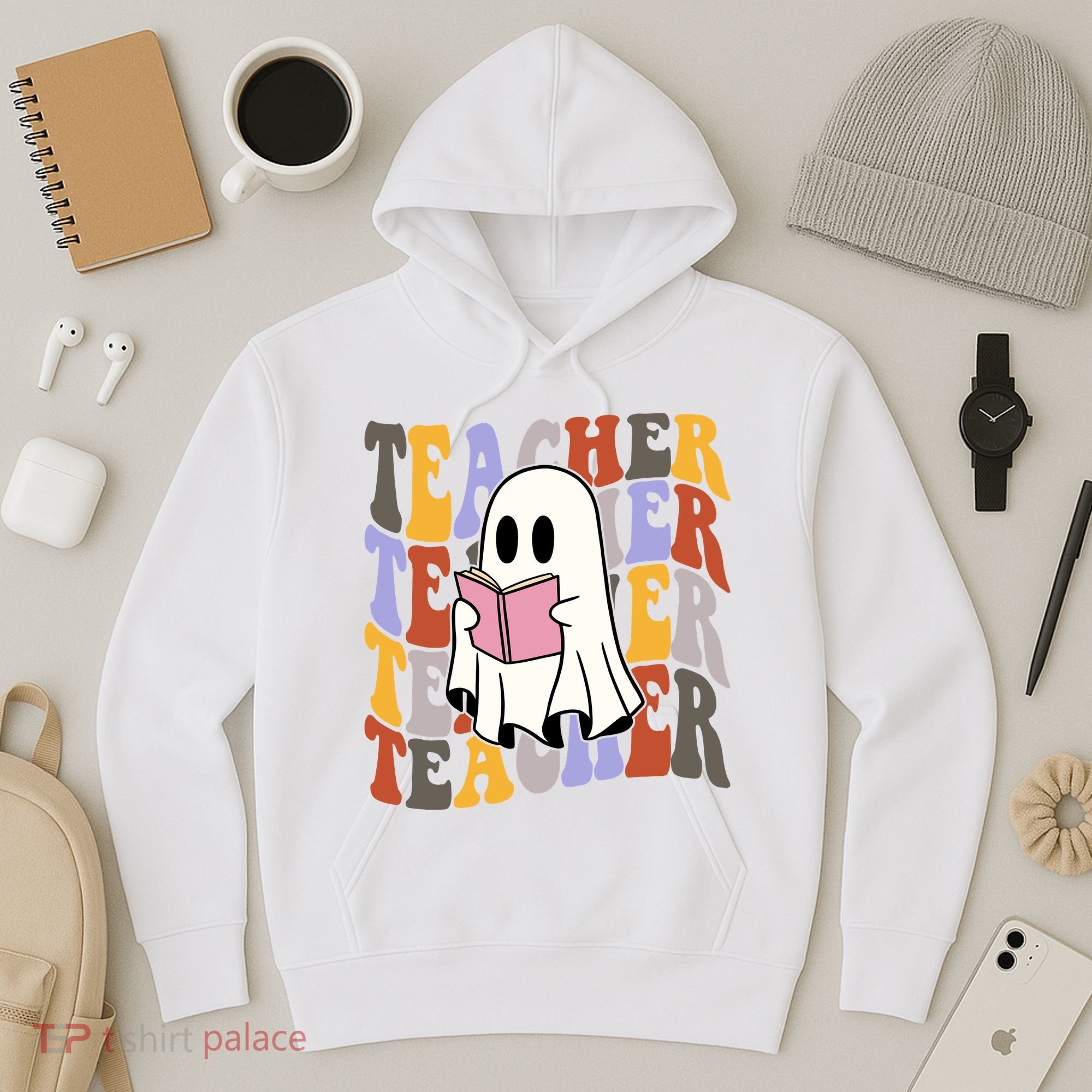 Teacher Retro Halloween Ghost Hoodie