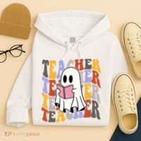 Teacher Retro Halloween Ghost Hoodie thumb 4