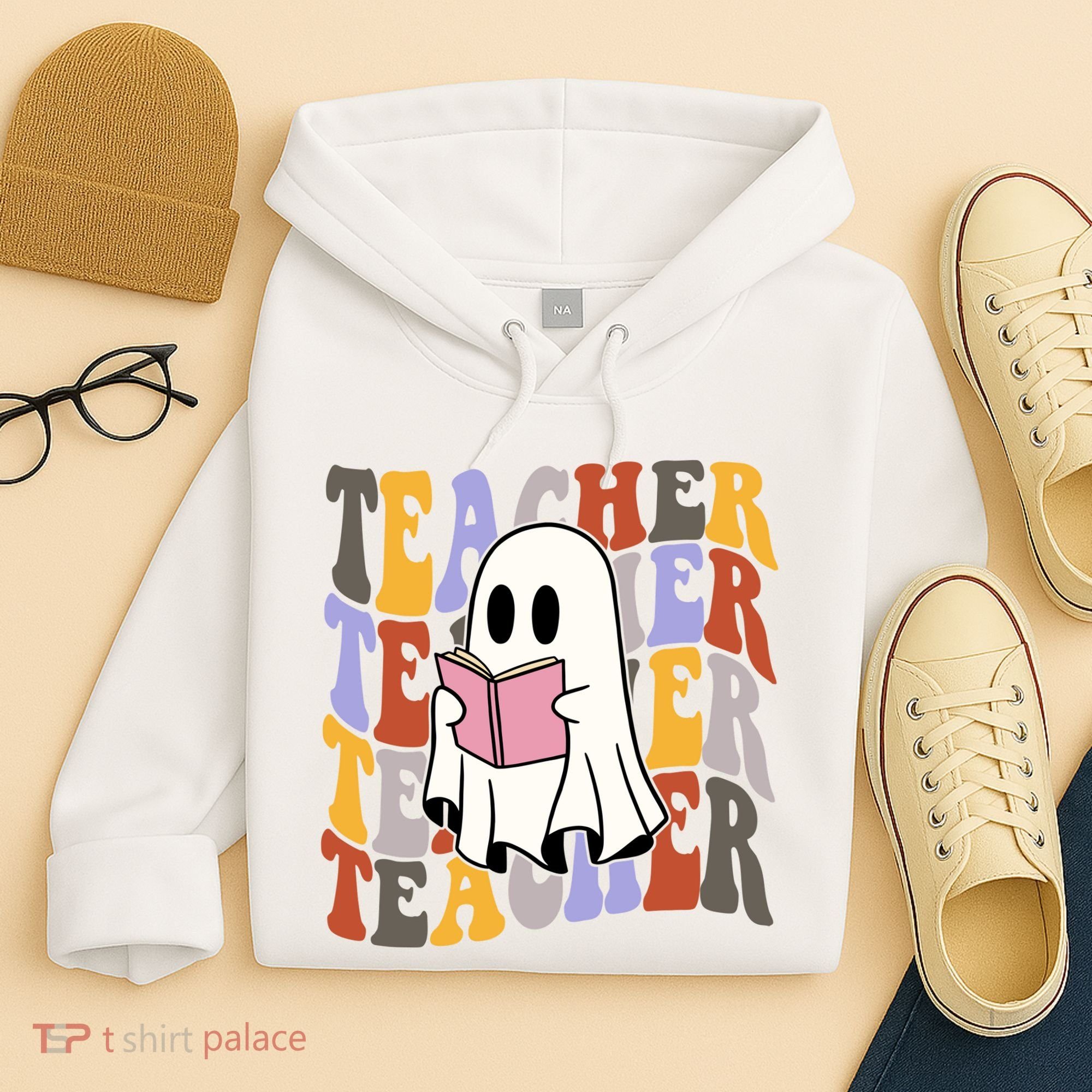 Teacher Retro Halloween Ghost Hoodie
