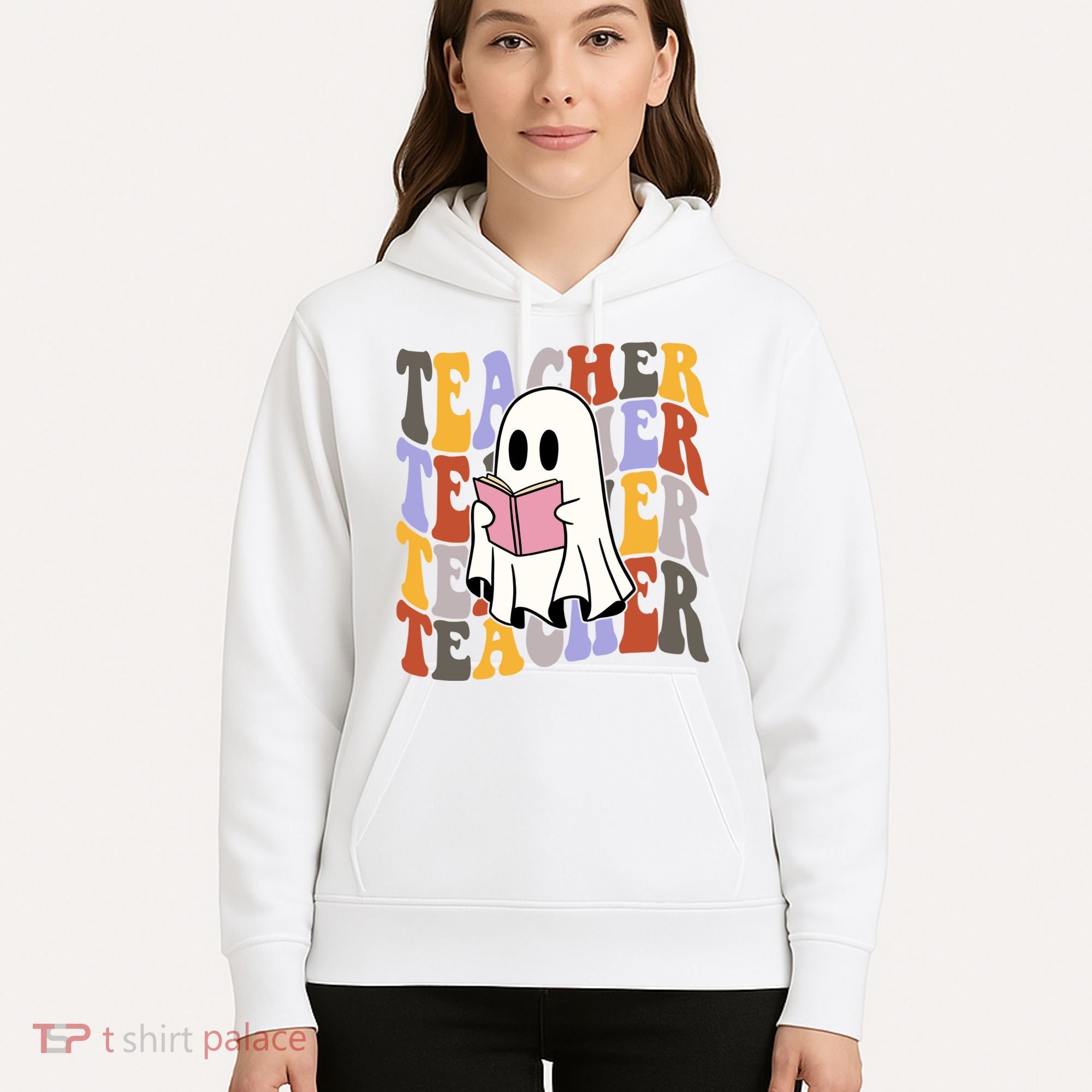 Teacher Retro Halloween Ghost Hoodie