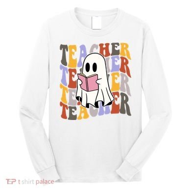 Teacher Retro Halloween Ghost Long Sleeve Shirt