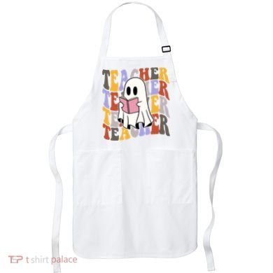 Teacher Retro Halloween Ghost Apron