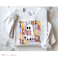 Teacher Retro Halloween Ghost Sweatshirt thumb 2
