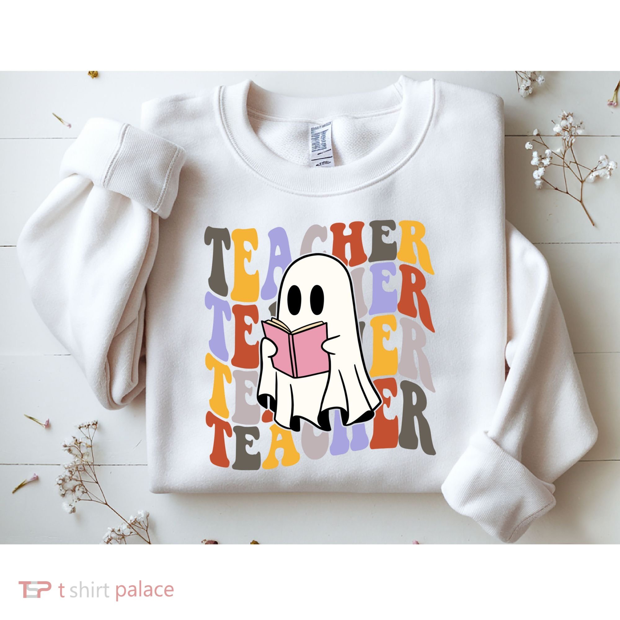 Teacher Retro Halloween Ghost Sweatshirt