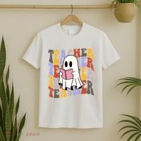 Teacher Retro Halloween Ghost T-Shirt thumb 2