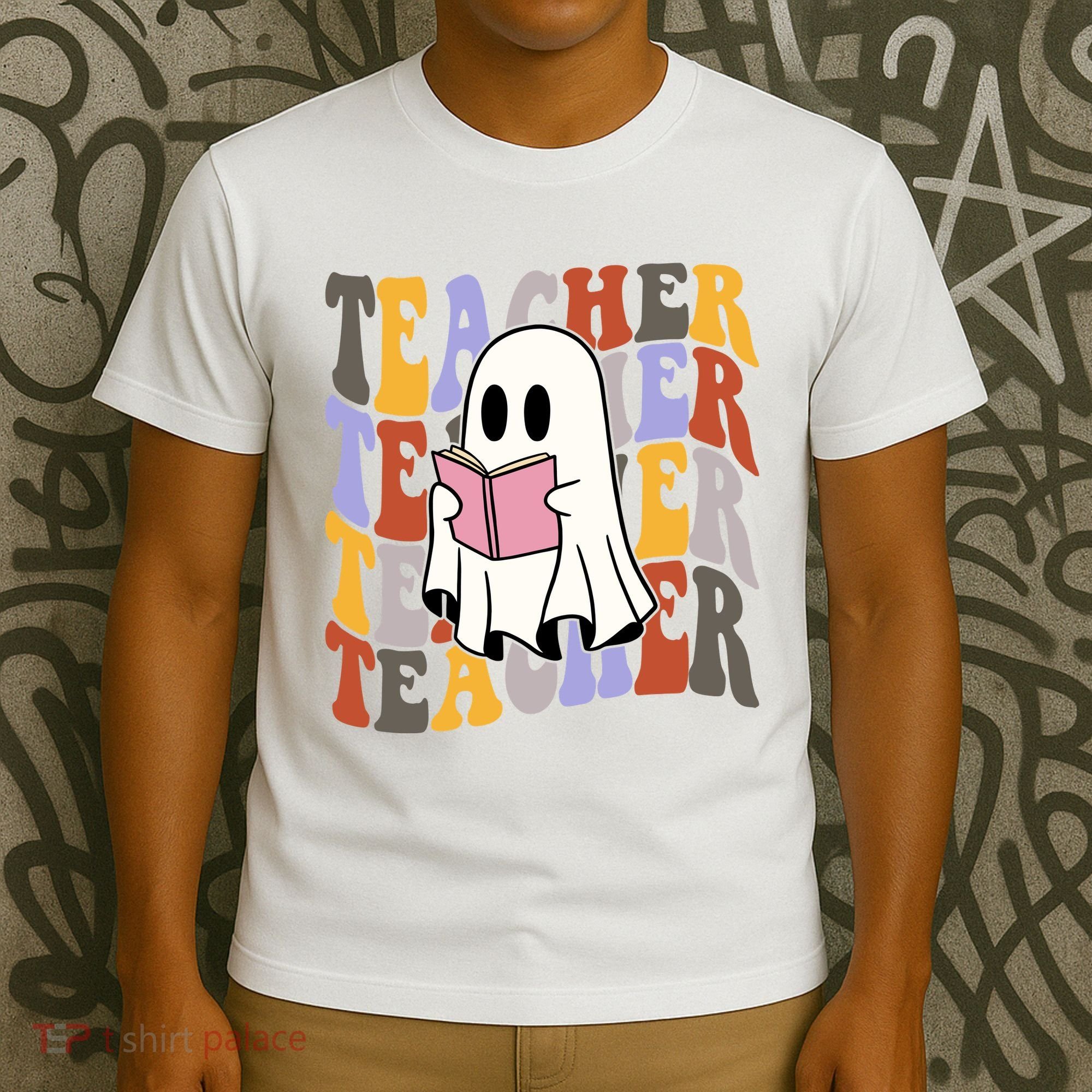 Teacher Retro Halloween Ghost T-Shirt