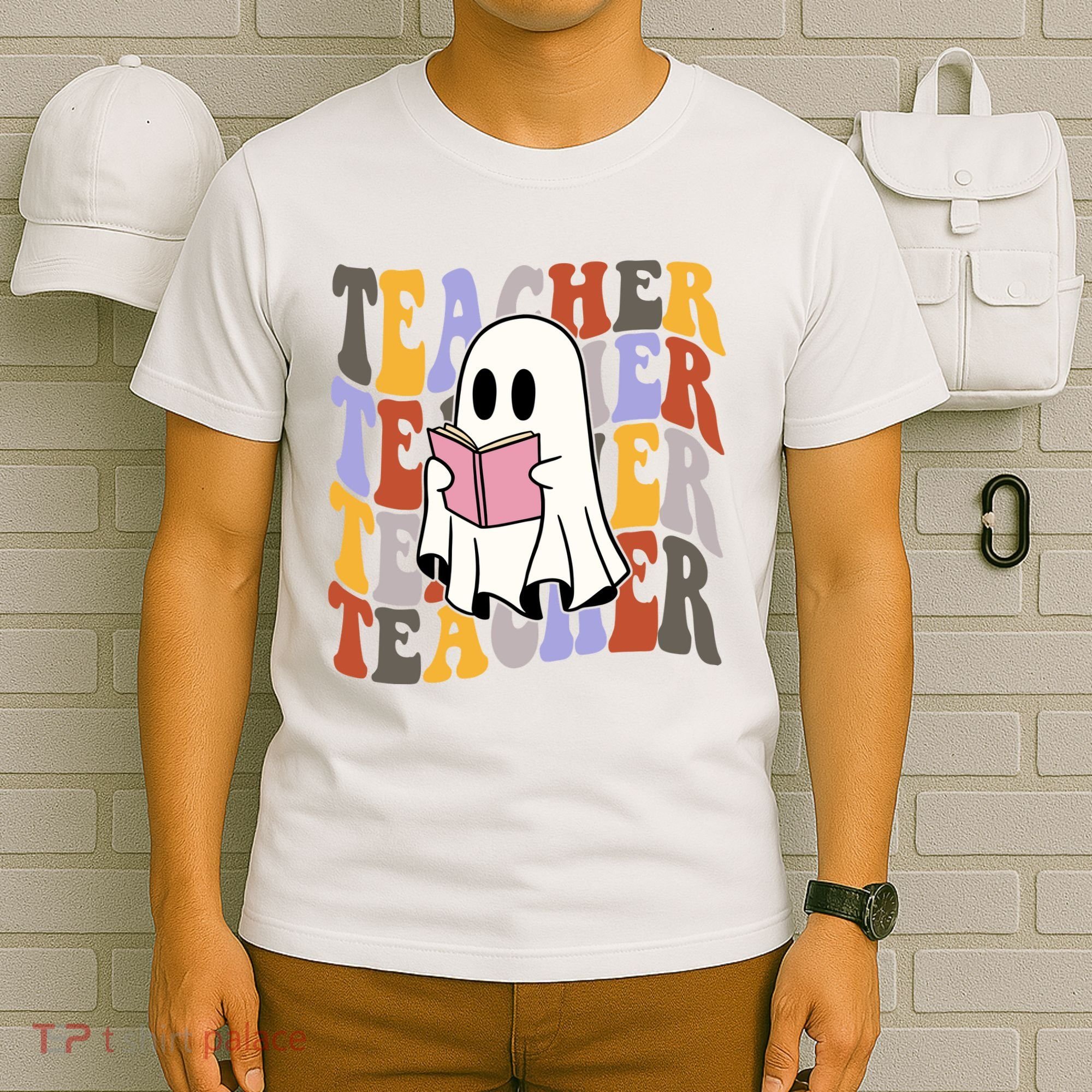 Teacher Retro Halloween Ghost T-Shirt