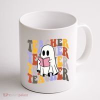 Teacher Retro Halloween Ghost Coffee Mug thumb 1