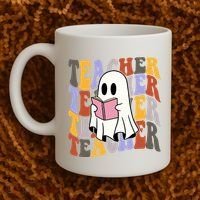 Teacher Retro Halloween Ghost Coffee Mug thumb 2